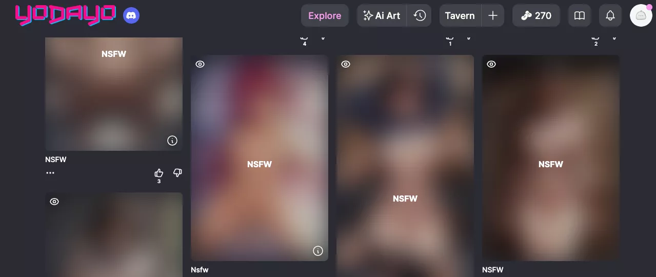 Explore section with blurred nsfw characters