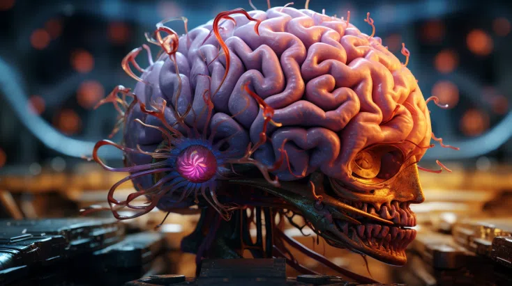 a brain looking like a skull