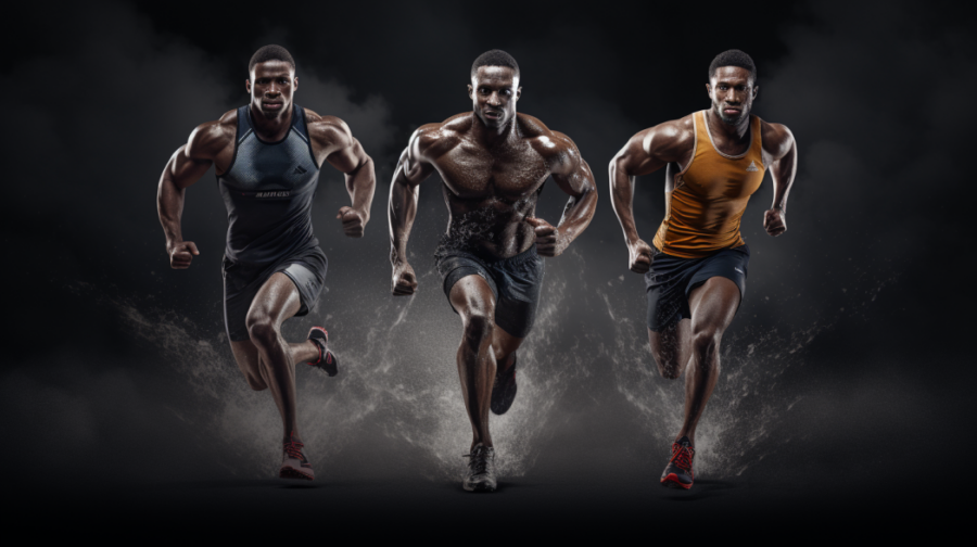 Black athletes sprinting
