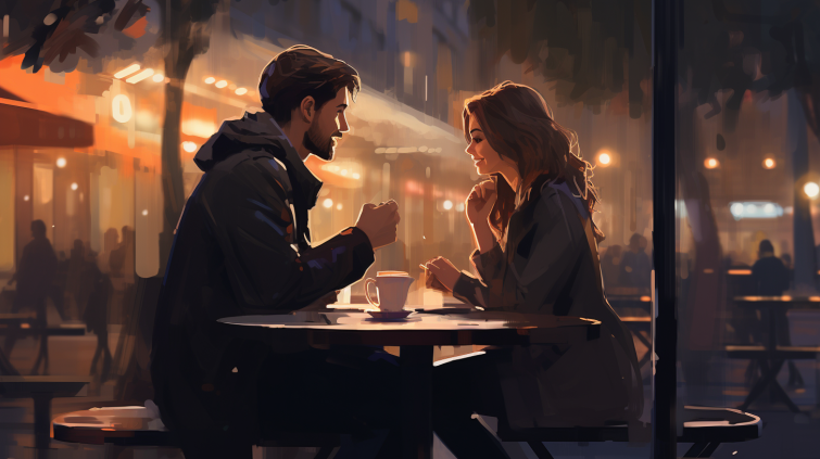 Couple on a date in a coffee bar
