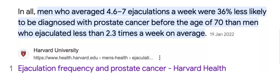 Harvard study on ejaculation and cancer