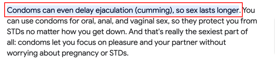 statement of planned parenthood explaining why condoms delay ejaculation