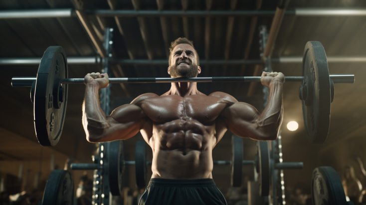 bodybuilder lifting heavy weights