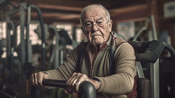 Old man in the gym