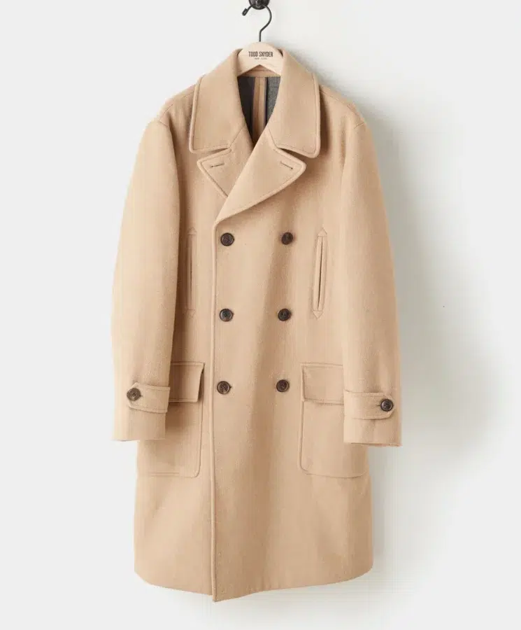 Todd Snyder Italian Wool Double Breasted Officer Topcoat