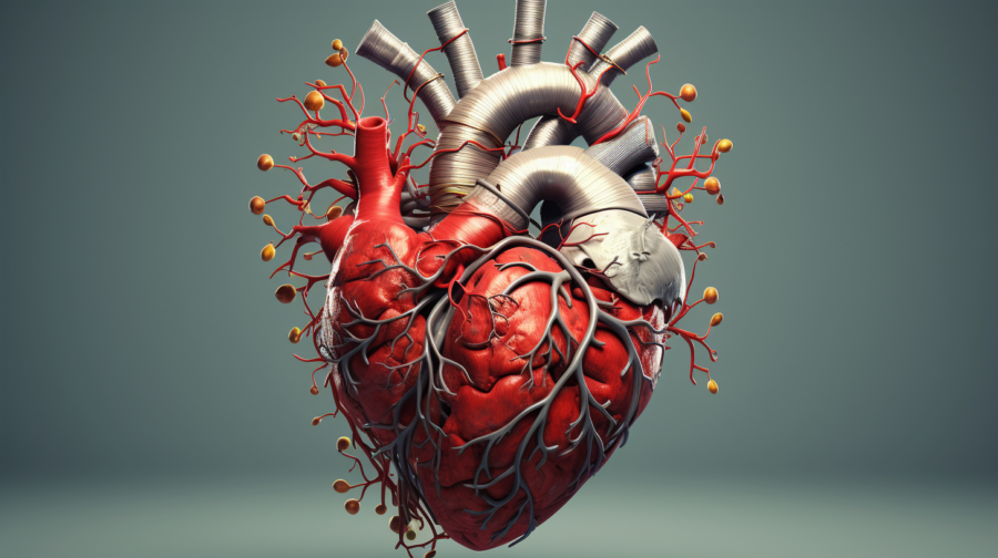 realistic image of a heart with artificial parts