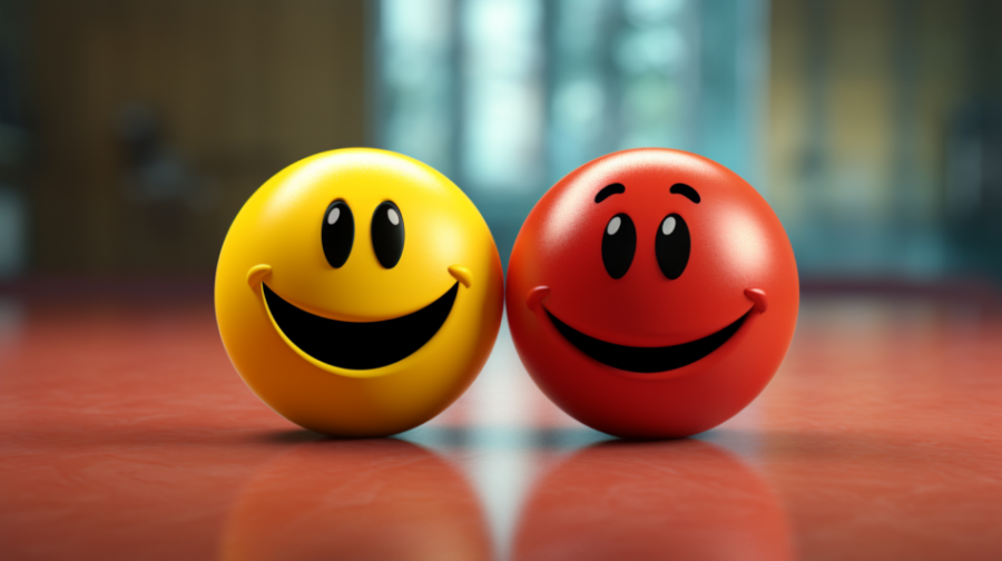 Two smiley balls