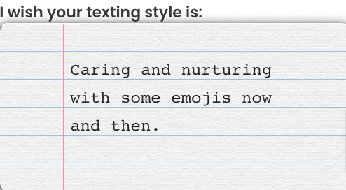 Screenshot of Muah AI texting style