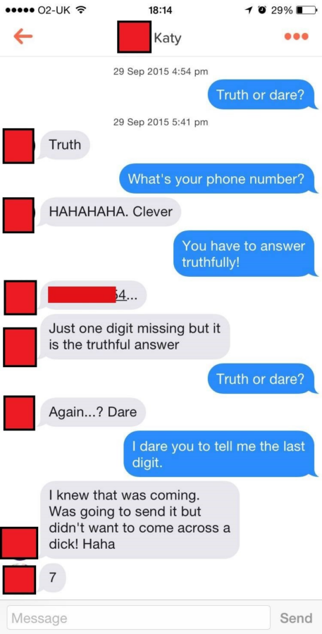Truth or dare example on text message