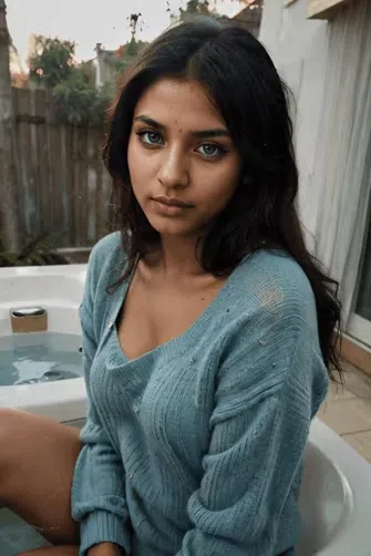 selfie of indian woman in blue shirt