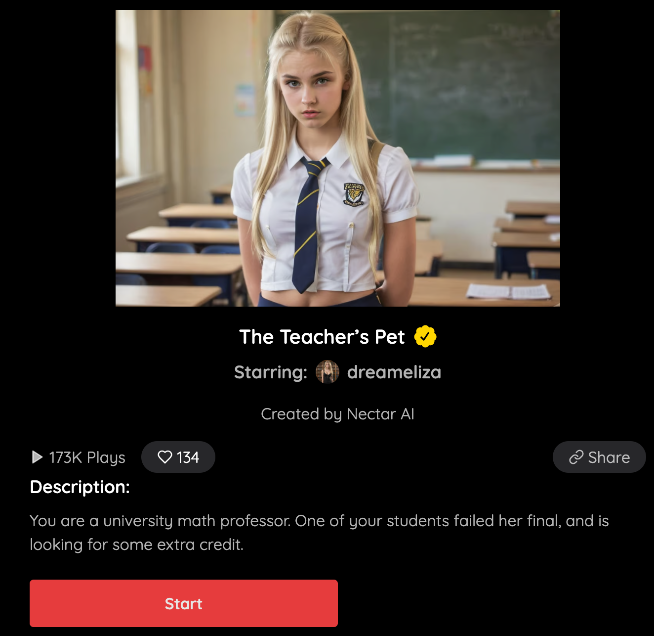 The Teacher's Pet, Nectar AI fantasy