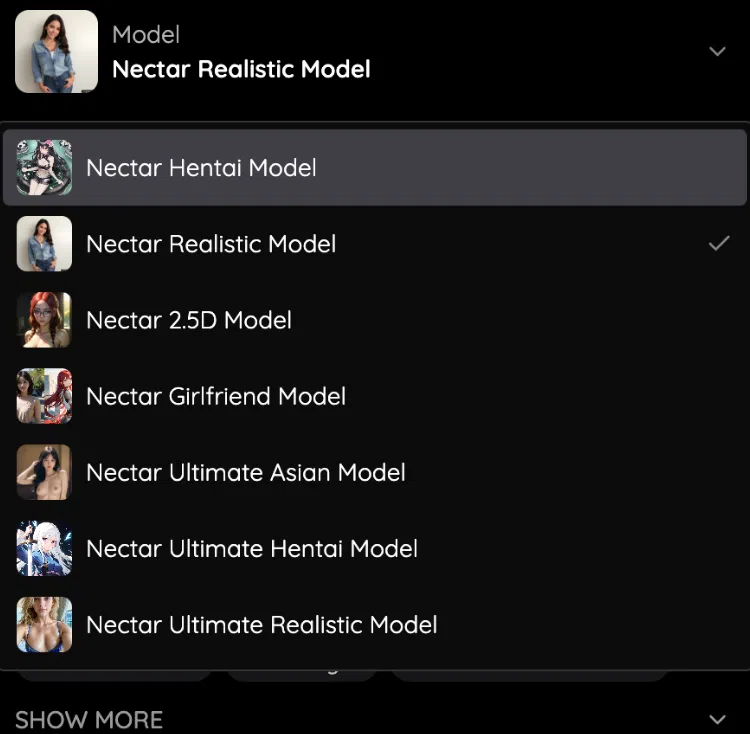 All model types on Nectar.ai