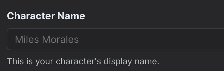 Character Name Field